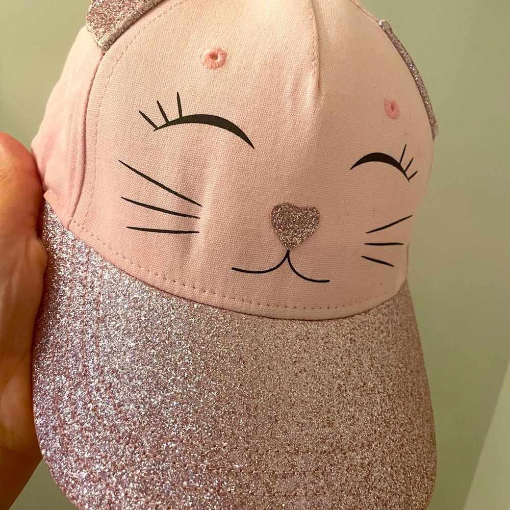 GUESS Kitty cat hat with sparkly brim adjustable back strap- fits women’s heads